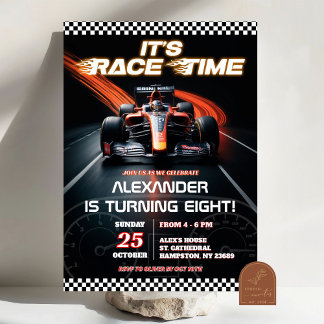 Invitation F1 Racing Red Car Birthday Boy