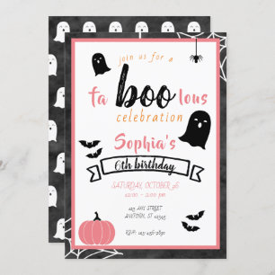 Invitation Fa"boo"lous Girls Birthday Ghost Halloween