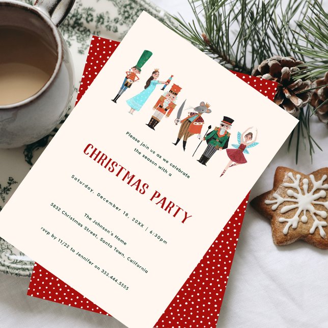Invitation Fa La La Fête de Noël Casse-Noisette Danseur de Ba (Nutcracker Christmas Holiday Party invitation.)