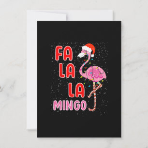Invitation Fa la la Mingo Rose Flamingo Chapeau de Père Noël 