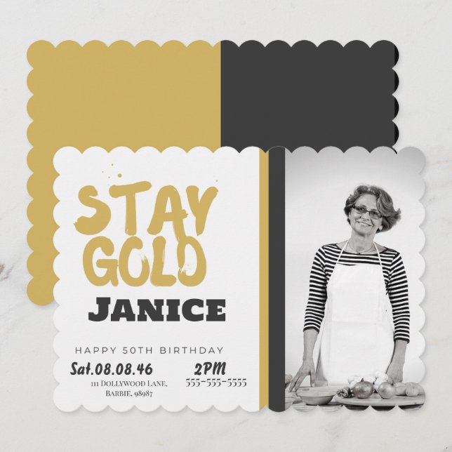 Invitation Fabolous Gold Golden 50th Personalized (Devant / Derrière)