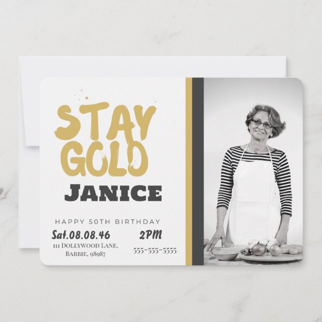 Invitation Fabolous Gold Golden 50th Personalized (Devant)