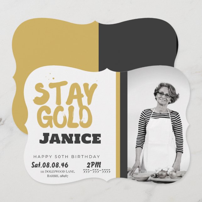 Invitation Fabolous Gold Golden 50th Personalized (Devant / Derrière)