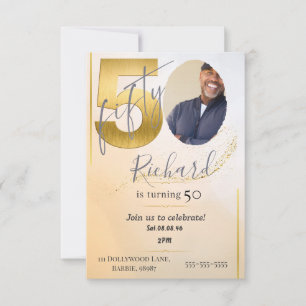 Invitation Fabolous Or personnalisé 50ème Golden