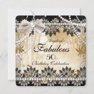 Invitation Fabrique Black Cream Beige Lace Asiatique Floral P