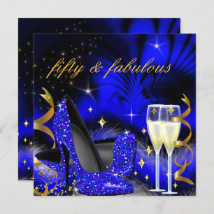 Invitation Fabrique cinquante Royal Blue High Heels Gold Blac