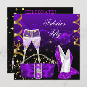 Invitation Fabrique Cinquante Violet Parties scintillant haut