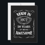 Invitation Fabriqué en 1972 50 ans d'être génial anniversaire<br><div class="desc">Pour 50ème anniversaire en 2022 - Fabriqué en 1972 50 ans d'être génial en mélange sans et serif police avec des motifs de défilement et de cadre vintages. Pour 50ème anniversaire.</div>