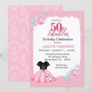 Invitation Fabrique les années 50 Poodle Jupe Anniversaire