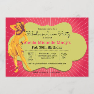 Invitation Fabrique Luau Party Retro Style Pinup
