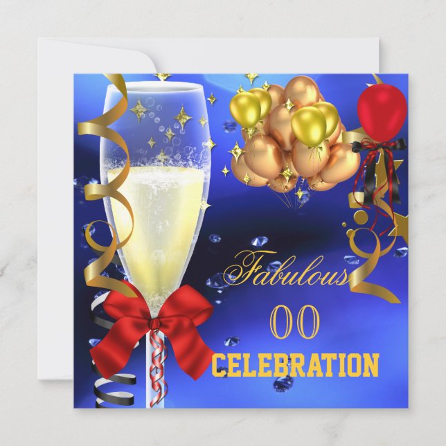 Invitation Fabrique Party Rouge or bleu fête d'anniversaire (Devant)