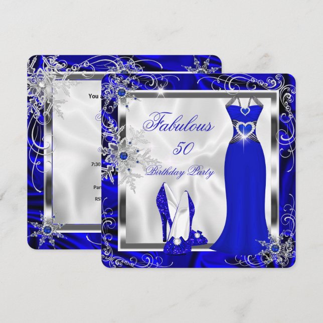 Invitation Fabrique Party Royal Blue Silver Robe talons H9 (Devant / Derrière)