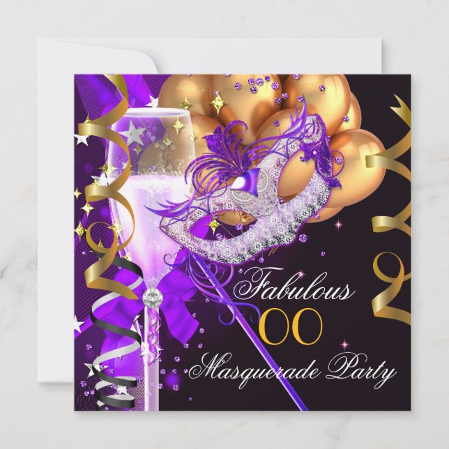 Invitation Fabrique Purple Gold Black Masquerade Party 2 (Devant)