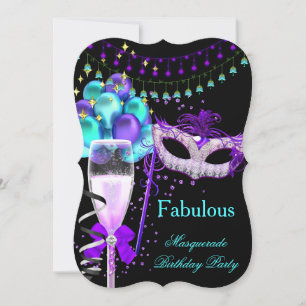 Invitation Fabrique Purple Turquoise Black Masquerade Party 3