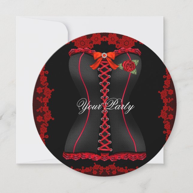Invitation Fabrique Red Black Lace Corset Party (Devant)