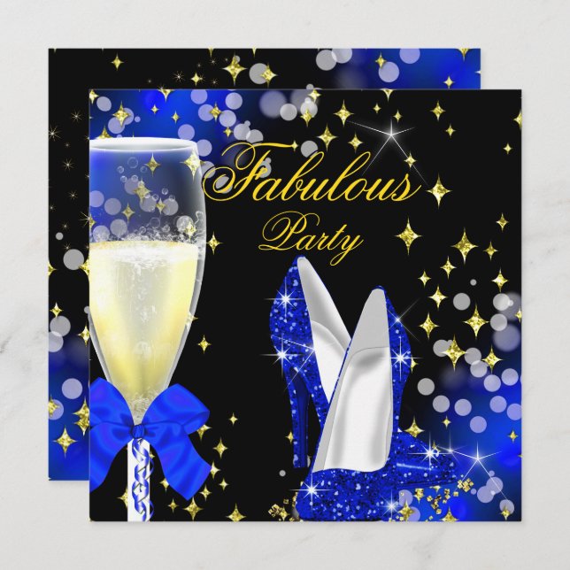 Invitation Fabrique Royal Blue Parties scintillant High Heels (Devant / Derrière)