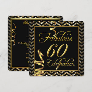Invitation Fabulable 60 Anniversaire Chevron Or Noir