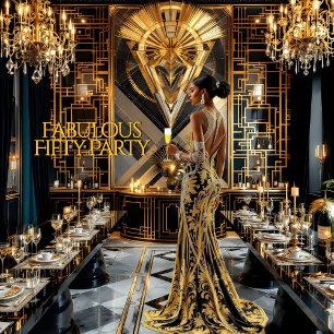 Invitation Fabuleuse 50e Art déco femme Africain-Américain Or