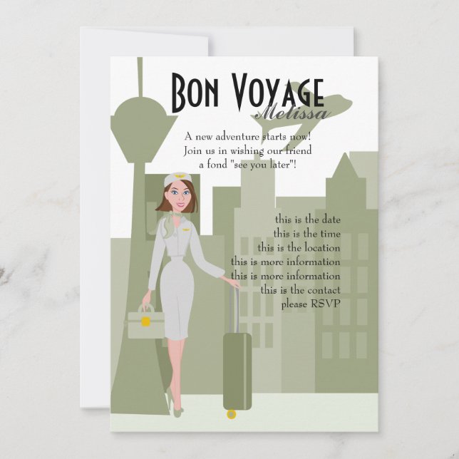 Invitation fabuleuse d'agents de bord en vert (Devant)