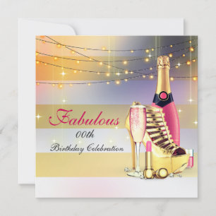 Invitation Fabuleuse Femmes Fête d'anniversaire Champagne Sti