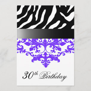 Invitation Fabuleuse fête du 30e anniversaire de Zebra Damask