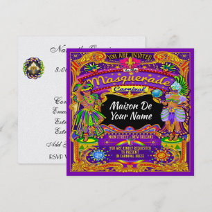 Invitation FABULEUSE Masquerade Mardi Gras Carnaval Invitatio