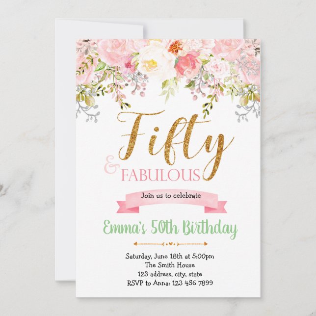 Invitation fabuleuse pour 50 ans (Devant)