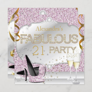 Invitation Fabuleux 21 Parties scintillant rose glamour fête