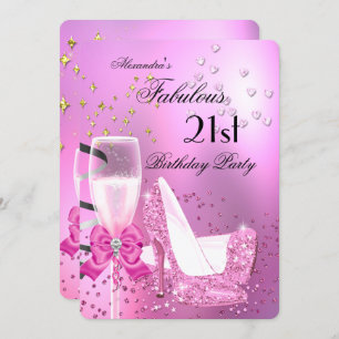 Invitation Fabuleux 21ème Shimmer Light Rose Talons Anniversa