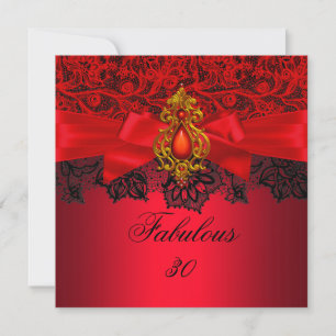 Invitation Fabuleux 30 Elegant Red Black Jewel Party SQ