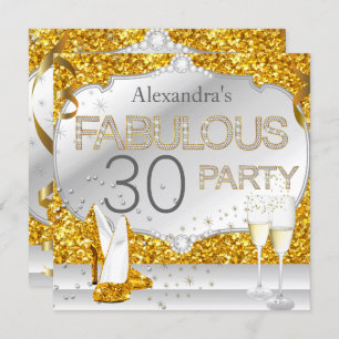 Invitation Fabuleux 30 Gold Parties scintillant Glamor fête d