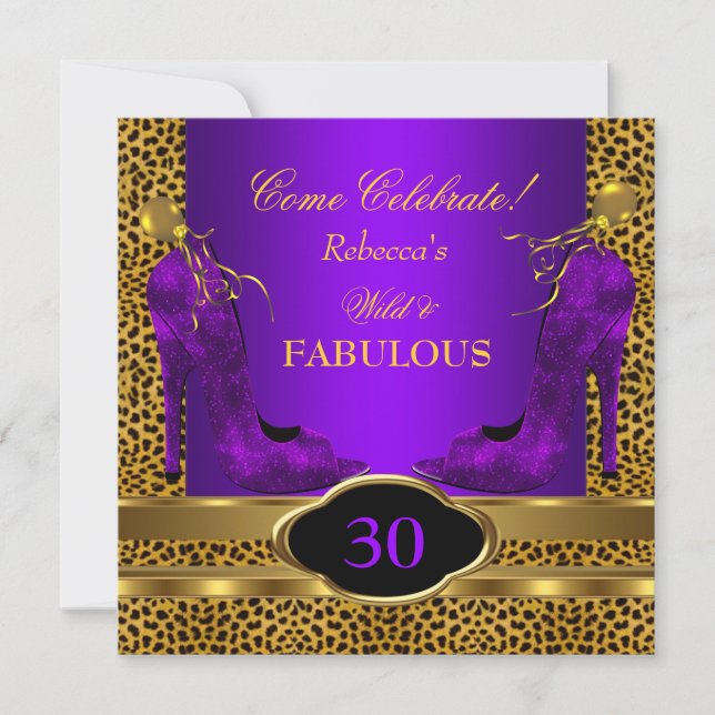 Invitation Fabuleux 30 guépards Leopard Violet Sauvage (Devant)
