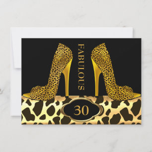 Invitation Fabuleux 30 Leopard Gold Cheetah High Heels Party