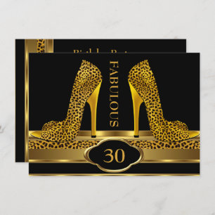 Invitation Fabuleux 30 Leopard Gold Cheetah High Heels Party