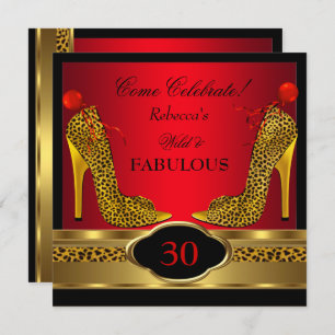 Invitation Fabuleux 30 Leopard Rouge Cheetah talons hauts