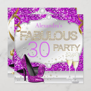 Invitation Fabuleux 30 Parties scintillant rose glamour fête