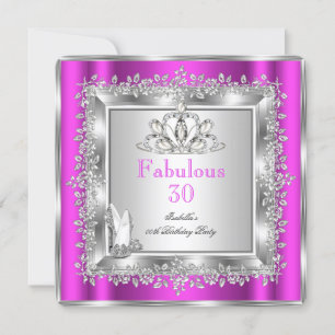 Invitation Fabuleux 30 Party Purple Rose chaussures en argent