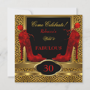 Invitation Fabuleux 30 talons rouges léopards sauvages