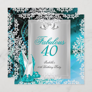 Invitation Fabuleux 40 40e anniversaire de fête Blue Turquois