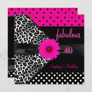 Invitation fabuleux 40 Anniversaire Zebra Spot Polka Dot