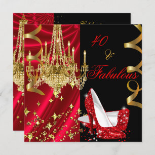 Invitation Fabuleux 40 Red High Heels Chandelier Anniversaire