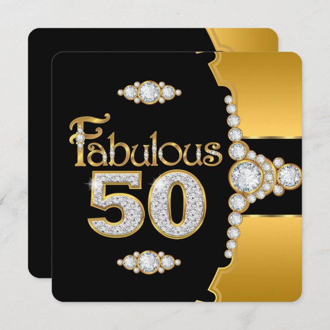 Invitation Fabuleux 50 50e anniversaire Gold Black Diamond 2 (Devant / Derrière)