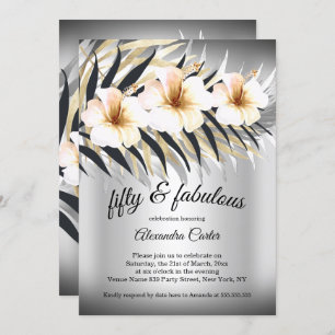 Invitation Fabuleux 50 Beige Silver Gold Hibiscus