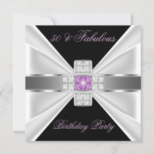 Invitation Fabuleux 50 Diamant Rose Lilas Argent Noir Blanc
