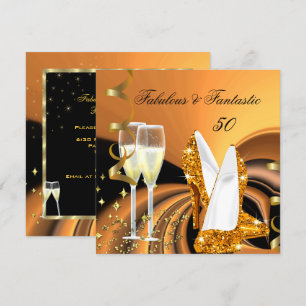 Invitation Fabuleux 50 Fantastique Abstraite Gold Birthday Pa