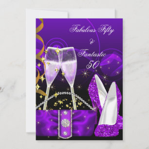 Invitation Fabuleux 50 Fantastique Parties scintillant violet