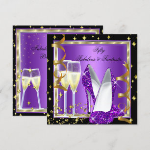 Invitation Fabuleux 50 Fantastique Purple Black Gold Party 2