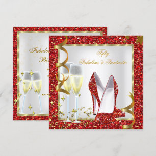 Invitation Fabuleux 50 Fantastique Rouge Blanc Or Anniversair