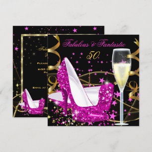 Invitation Fabuleux 50 Fantastiques Talons Hauts Roses Dorés 