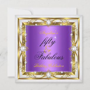 Invitation Fabuleux 50 fête d'anniversaire violet blanc Pearl